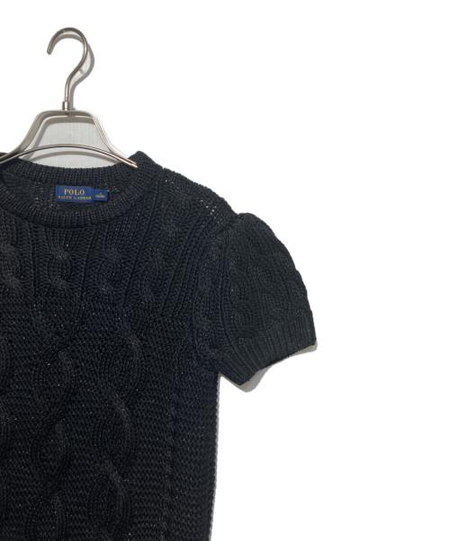 POLO RALPH LAUREN（ポロ・ラルフローレン）POLO RALPH LAUREN (ポロ・ラルフローレン) 半袖ラメケーブルニット ブラック サイズ:Sの古着・服飾アイテム
