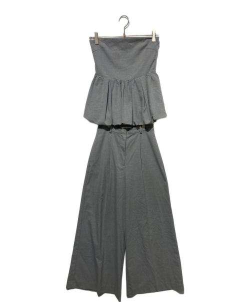 Snidel（スナイデル）Snidel (スナイデル) ペプラムベアトップ&パンツセット グレーの古着・服飾アイテム