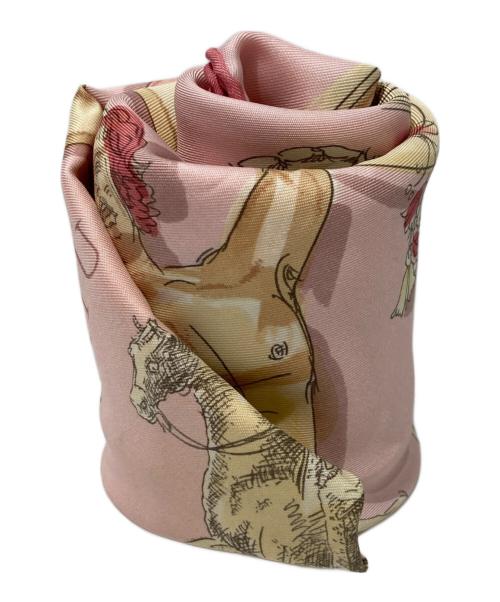 HERMES（エルメス）HERMES (エルメス) ECOLE PORTUGAISE D'ART EQUESTRE スカーフ ピンクの古着・服飾アイテム