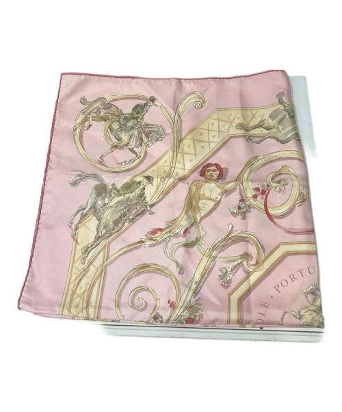 HERMES（エルメス）HERMES (エルメス) ECOLE PORTUGAISE D'ART EQUESTRE スカーフ ピンクの古着・服飾アイテム