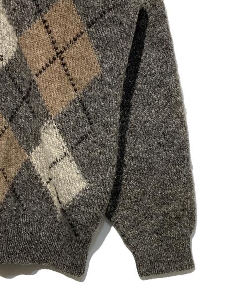 SHETLAND ISLANDS（シェットランドアイランド）SHETLAND ISLANDS (シェットランドアイランド) 80s アーガイル柄Vネックニット グレー サイズ:Mの古着・服飾アイテム