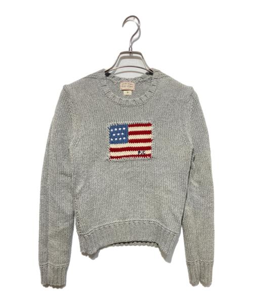 POLO JEANS CO.（ポロジーンズカンパニー）POLO JEANS CO. (ポロジーンズカンパニー) 星条旗 コットンニット グレー サイズ:Sの古着・服飾アイテム