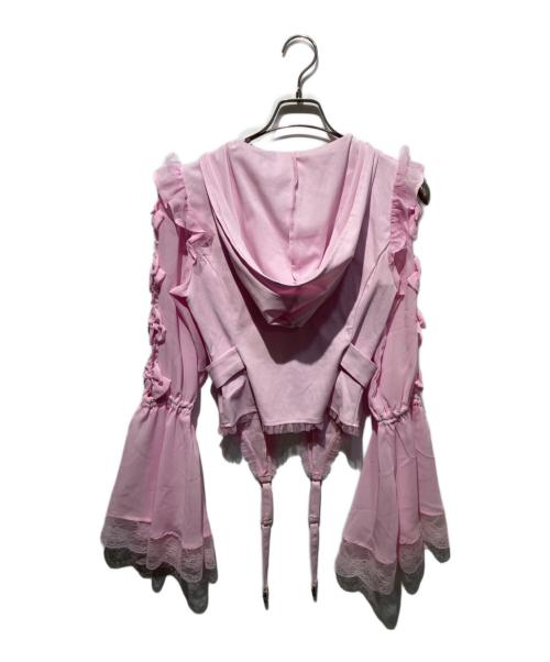 AVENCHUMU（アバンチュウム）AVENCHUMU (アバンチュウム) Flared sleeve ribbon and frill zip tops ピンク サイズ:FREEの古着・服飾アイテム