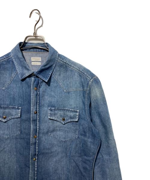 BRUNELLO CUCINELLI（ブルネロクチネリ）BRUNELLO CUCINELLI (ブルネロクチネリ) デニムシャツ インディゴ サイズ:Lの古着・服飾アイテム