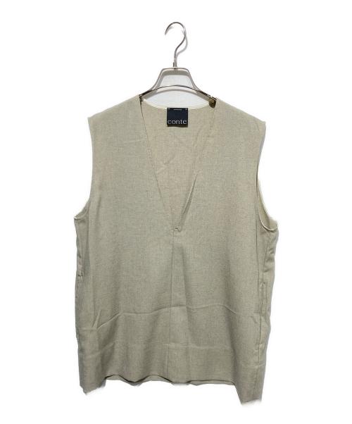 Conte（コンテ）conte (コンテ) ディープVネック ジレ ベージュ サイズ:　の古着・服飾アイテム