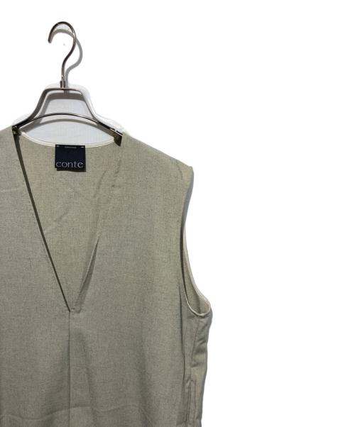 Conte（コンテ）conte (コンテ) ディープVネック ジレ ベージュ サイズ:　の古着・服飾アイテム
