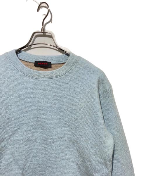 CABAN（キャバン）CABaN (キャバン) ウールコットンダブルフェイス クルーネックプルオーバー ブルー サイズ:Mの古着・服飾アイテム