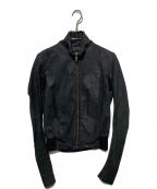 RICK OWENSリックオウエンス）の古着「ラムレザー切替ブルゾン」｜ブラック