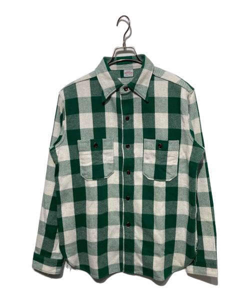 WAREHOUSE（ウエアハウス）WAREHOUSE (ウエアハウス) 3104 フランネルシャツ グリーン サイズ:XLの古着・服飾アイテム