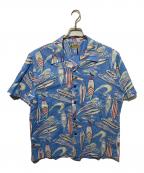 Sun Surfサンサーフ）の古着「COTTON × LINEN OPEN SHIRT アロハシャツ」｜ブルー
