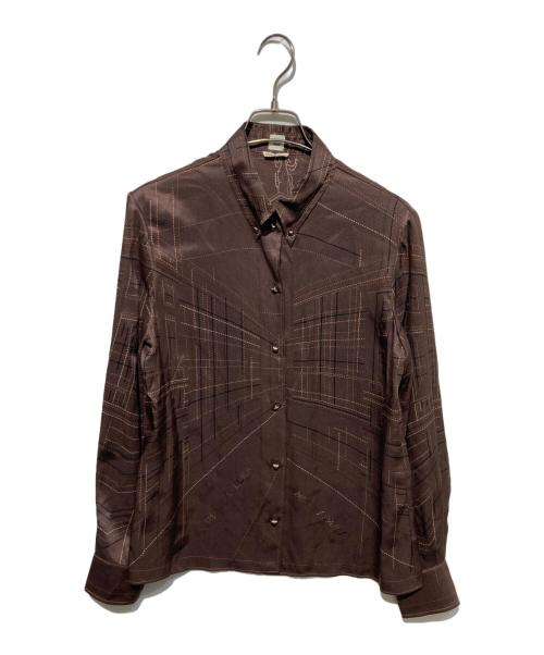 HERMES（エルメス）HERMES (エルメス) シルクシャツ ブラウン サイズ:38の古着・服飾アイテム