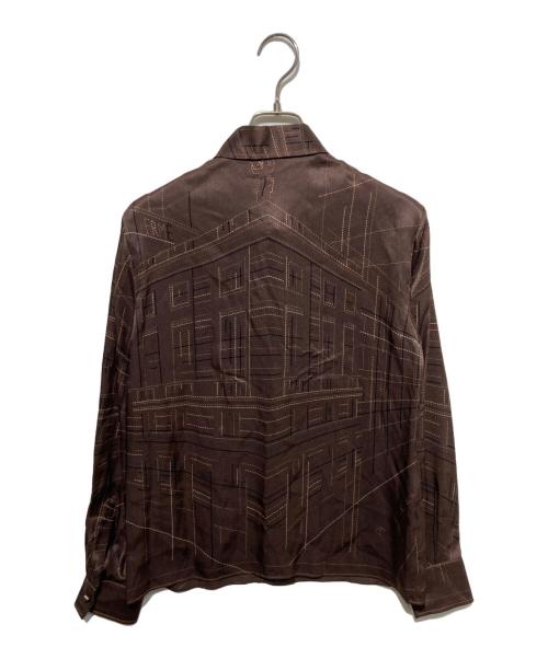 HERMES（エルメス）HERMES (エルメス) シルクシャツ ブラウン サイズ:38の古着・服飾アイテム