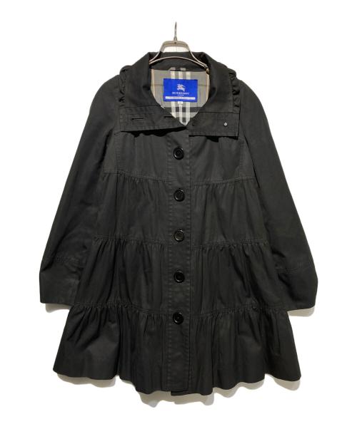 BURBERRY BLUE LABEL（バーバリーロンドンブルーレーベル）BURBERRY BLUE LABEL (バーバリーロンドンブルーレーベル) フリルカラーティアードコート ブラック サイズ:38の古着・服飾アイテム