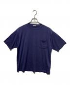 COMOLIコモリ）の古着「ウール天竺 半袖クルーTシャツ」｜ネイビー