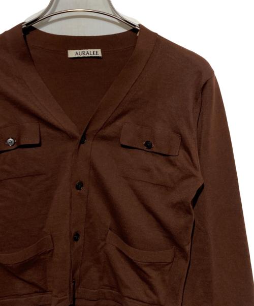 AURALEE（オーラリー）AURALEE (オーラリー) スーパーハイゲージ コットンニットカーディガン ブラウンの古着・服飾アイテム