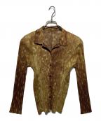 PLEATS PLEASEプリーツプリーズ）の古着「転写プリントプリーツシャツ」｜ブラウン