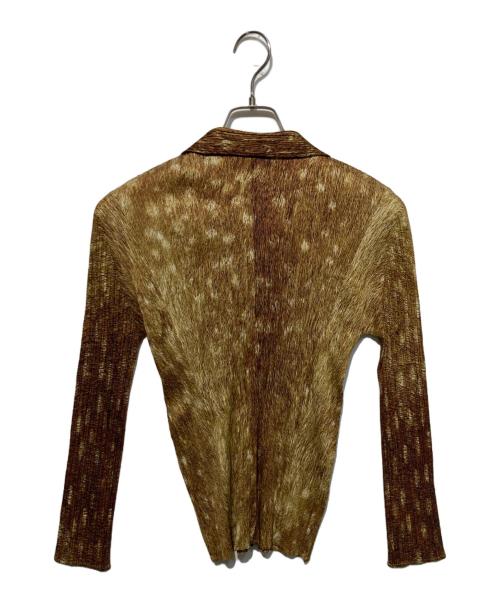 PLEATS PLEASE（プリーツプリーズ）PLEATS PLEASE (プリーツプリーズ) 転写プリントプリーツシャツ ブラウン サイズ:4の古着・服飾アイテム