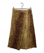 PLEATS PLEASEプリーツプリーズ）の古着「転写プリントプリーツスカート」｜ブラウン