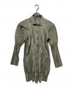 PLEATS PLEASEプリーツプリーズ）の古着「転写プリーツジャケット」｜オリーブ