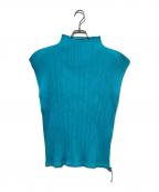 PLEATS PLEASEプリーツプリーズ）の古着「ドローコードノースリーブカットソー」｜スカイブルー