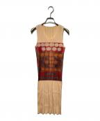 PLEATS PLEASEプリーツプリーズ）の古着「フローラルプリントプリーツドレス」｜イエロー