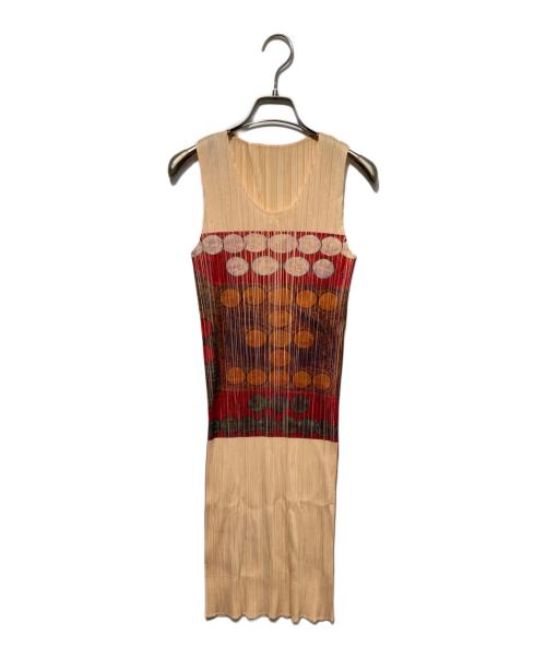 PLEATS PLEASE（プリーツプリーズ）PLEATS PLEASE (プリーツプリーズ) フローラルプリントプリーツドレス イエロー サイズ:4の古着・服飾アイテム