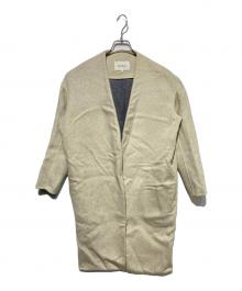 ENFOLD（エンフォルド）の古着「ウールリバーノーカラーコート」｜ベージュ