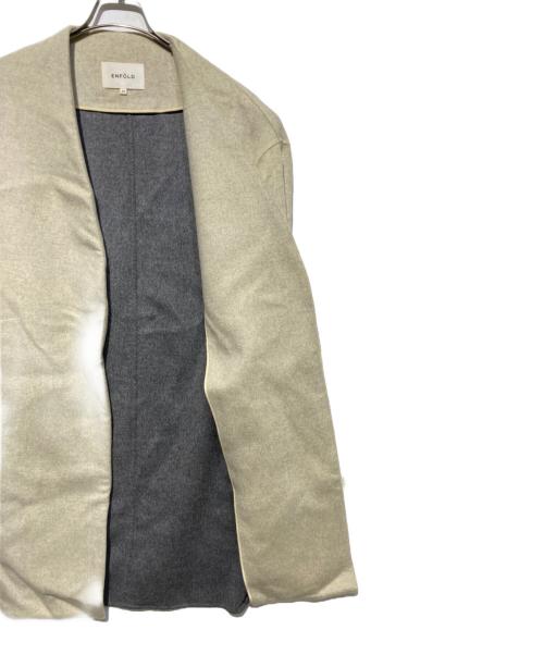 ENFOLD（エンフォルド）ENFOLD (エンフォルド) ウールリバーノーカラーコート ベージュ サイズ:36の古着・服飾アイテム