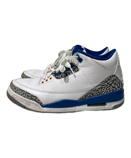 NIKE（ナイキ）NIKE (ナイキ) AIR JORDAN 3 RETRO  ミッドカットスニーカー ホワイト×ブルー サイズ:26の古着・服飾アイテム