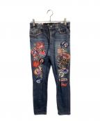 hystericヒステリック）の古着「REBEL ROCK柄 リバーシブルスウェットパンツ」｜グレー