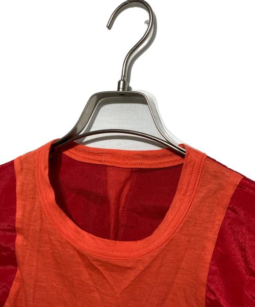 sacai（サカイ）sacai (サカイ) 異素材mix ドッキング ノースリーブ ギャザー チュニック レッド サイズ:2の古着・服飾アイテム