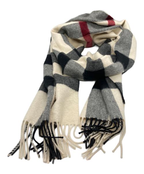 BURBERRY（バーバリー）BURBERRY (バーバリー) カシミヤチェックストール ホワイト×ブラックの古着・服飾アイテム