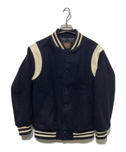 skookum（スクーカム）skookum (スクーカム) SHOULDER STRIPE VARSITY STADIUM AWARD JACKET ネイビー サイズ:Mの古着・服飾アイテム