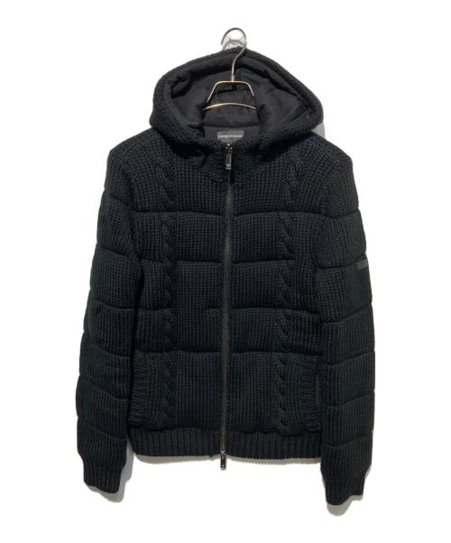 EMPORIO ARMANI（エンポリオアルマーニ）EMPORIO ARMANI (エンポリオアルマーニ) 中綿ニットジャケット ブラック サイズ:48の古着・服飾アイテム