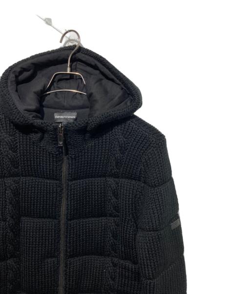 EMPORIO ARMANI（エンポリオアルマーニ）EMPORIO ARMANI (エンポリオアルマーニ) 中綿ニットジャケット ブラック サイズ:48の古着・服飾アイテム