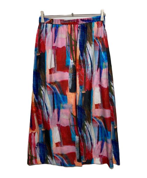 HERALBONY（ヘラルボニー）HERALBONY (ヘラルボニー) タックスリットスカート「untitled」 マルチカラー サイズ:Mの古着・服飾アイテム