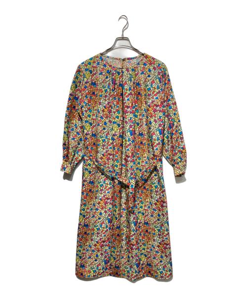 HERALBONY（ヘラルボニー）HERALBONY (ヘラルボニー) クルーネックワンピース「キクノハバシキ」 ベージュ サイズ:Fの古着・服飾アイテム