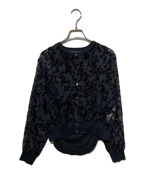 CLANE（クラネ）CLANE (クラネ) フロッキーシアーカーディガン ブラック サイズ:2の古着・服飾アイテム