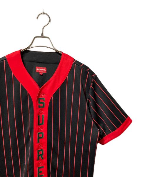 SUPREME（シュプリーム）Supreme (シュプリーム) 18AW Vertical Logo Baseball Jersey ブラック×レッド サイズ:Mの古着・服飾アイテム