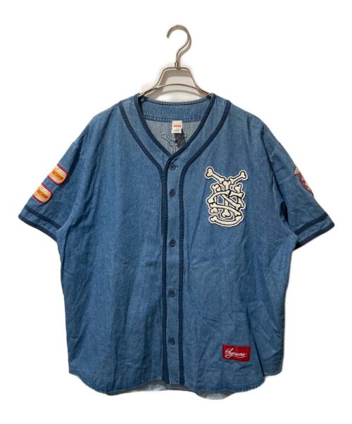 SUPREME（シュプリーム）SUPREME (シュプリーム) 21SS Patches Denim Baseball Jersey ブルー サイズ:Lの古着・服飾アイテム