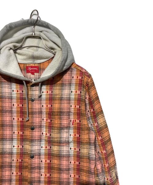 SUPREME（シュプリーム）SUPREME (シュプリーム) 18AW Hooded Jacquard Flannel Shirt オレンジ×グレー サイズ:Mの古着・服飾アイテム