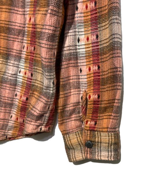 SUPREME（シュプリーム）SUPREME (シュプリーム) 18AW Hooded Jacquard Flannel Shirt オレンジ×グレー サイズ:Mの古着・服飾アイテム