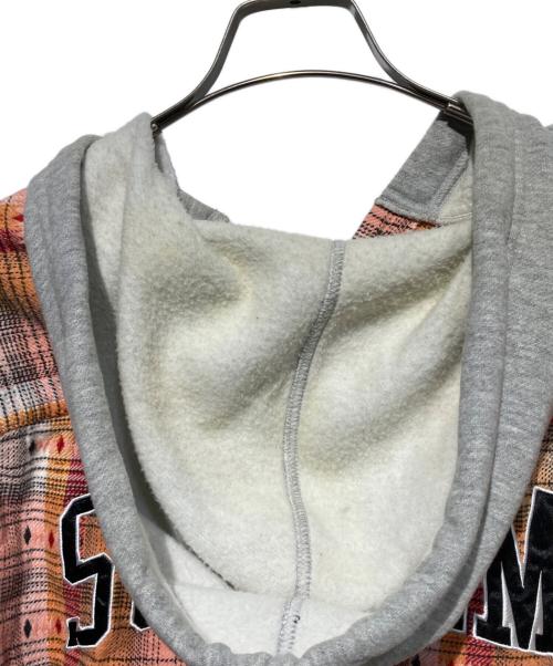 SUPREME（シュプリーム）SUPREME (シュプリーム) 18AW Hooded Jacquard Flannel Shirt オレンジ×グレー サイズ:Mの古着・服飾アイテム