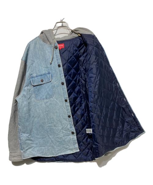 SUPREME（シュプリーム）Supreme (シュプリーム) 22AW Fleece Hooded Denim Shirt ブルー×グレー サイズ:XLの古着・服飾アイテム