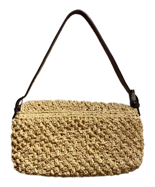 FENDI（フェンディ）FENDI (フェンディ) ストロー マンマバケットバッグ ベージュ×ブラウンの古着・服飾アイテム