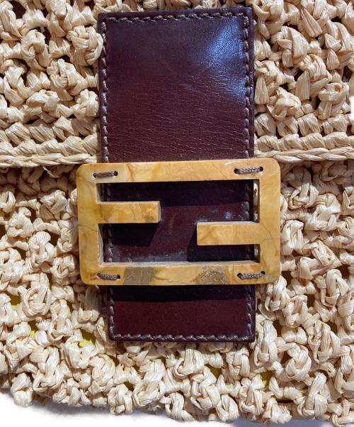 FENDI（フェンディ）FENDI (フェンディ) ストロー マンマバケットバッグ ベージュ×ブラウンの古着・服飾アイテム
