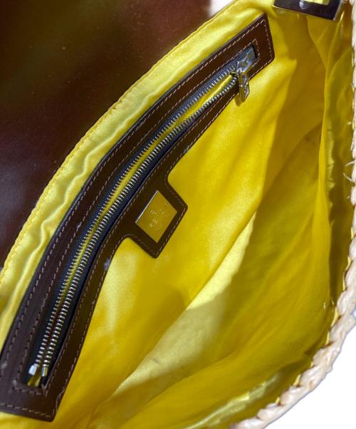 FENDI（フェンディ）FENDI (フェンディ) ストロー マンマバケットバッグ ベージュ×ブラウンの古着・服飾アイテム