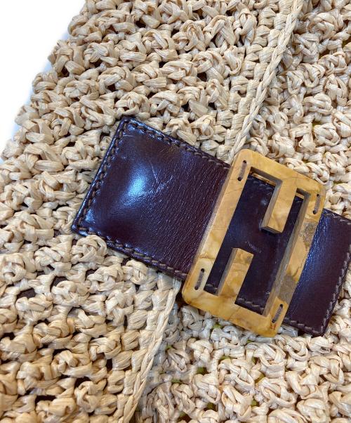 FENDI（フェンディ）FENDI (フェンディ) ストロー マンマバケットバッグ ベージュ×ブラウンの古着・服飾アイテム