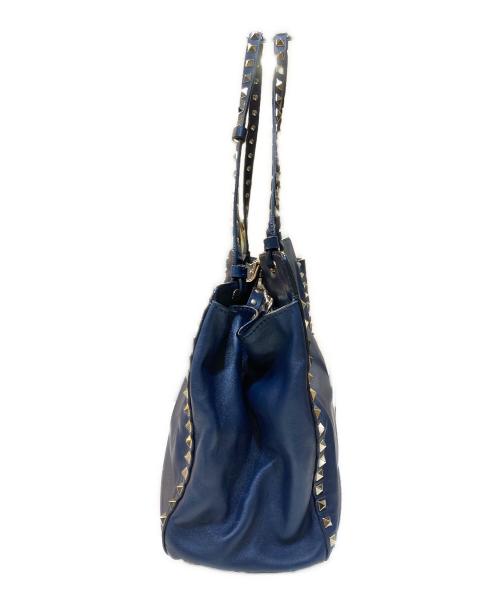 VALENTINO（ヴァレンティノ）VALENTINO (ヴァレンティノ) 2WAY ロックスタッズトートバッグ ネイビーの古着・服飾アイテム