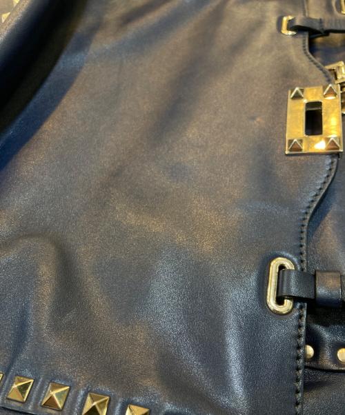 VALENTINO（ヴァレンティノ）VALENTINO (ヴァレンティノ) 2WAY ロックスタッズトートバッグ ネイビーの古着・服飾アイテム